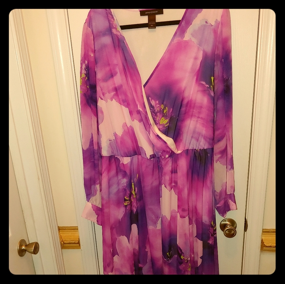 Purple floral print dress